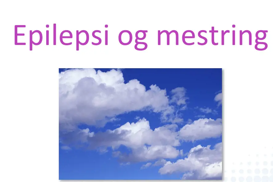 Forside til e-læringskurset: En blå himmel med skyer med teksten Epilepsi og mestring over