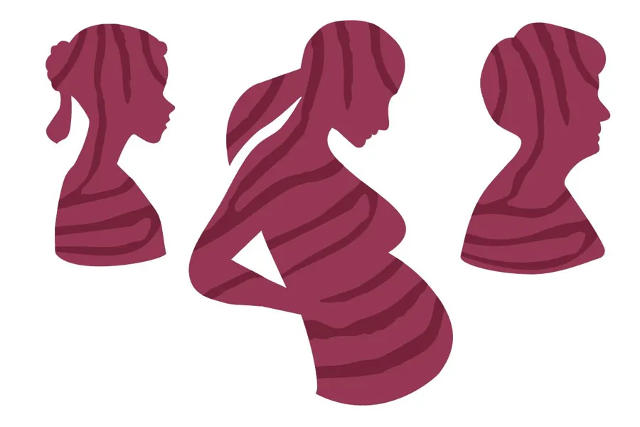 ung kvinne, gravid kvinne og gammel kvinne