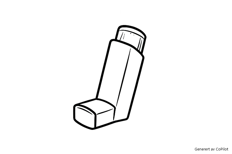 En tegning av inhalasjonsmedisin mot astma. Tegningen er generert av Microsoft CoPilot.