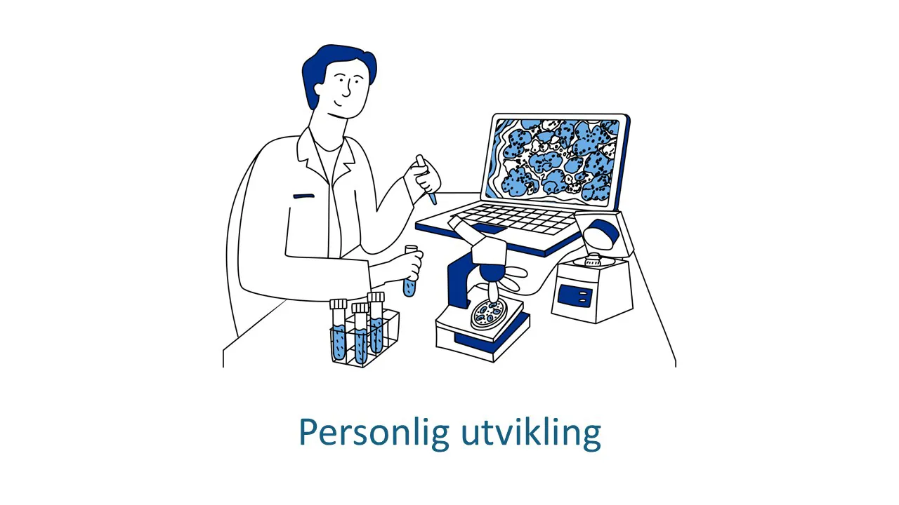 Illustrasjonsbilde om personlig utvikling med en person som jobber med laboratorieutstyr.