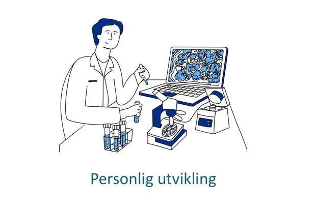Illustrasjonsbilde om personlig utvikling med en person som jobber med laboratorieutstyr.