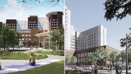 A collage of buildings