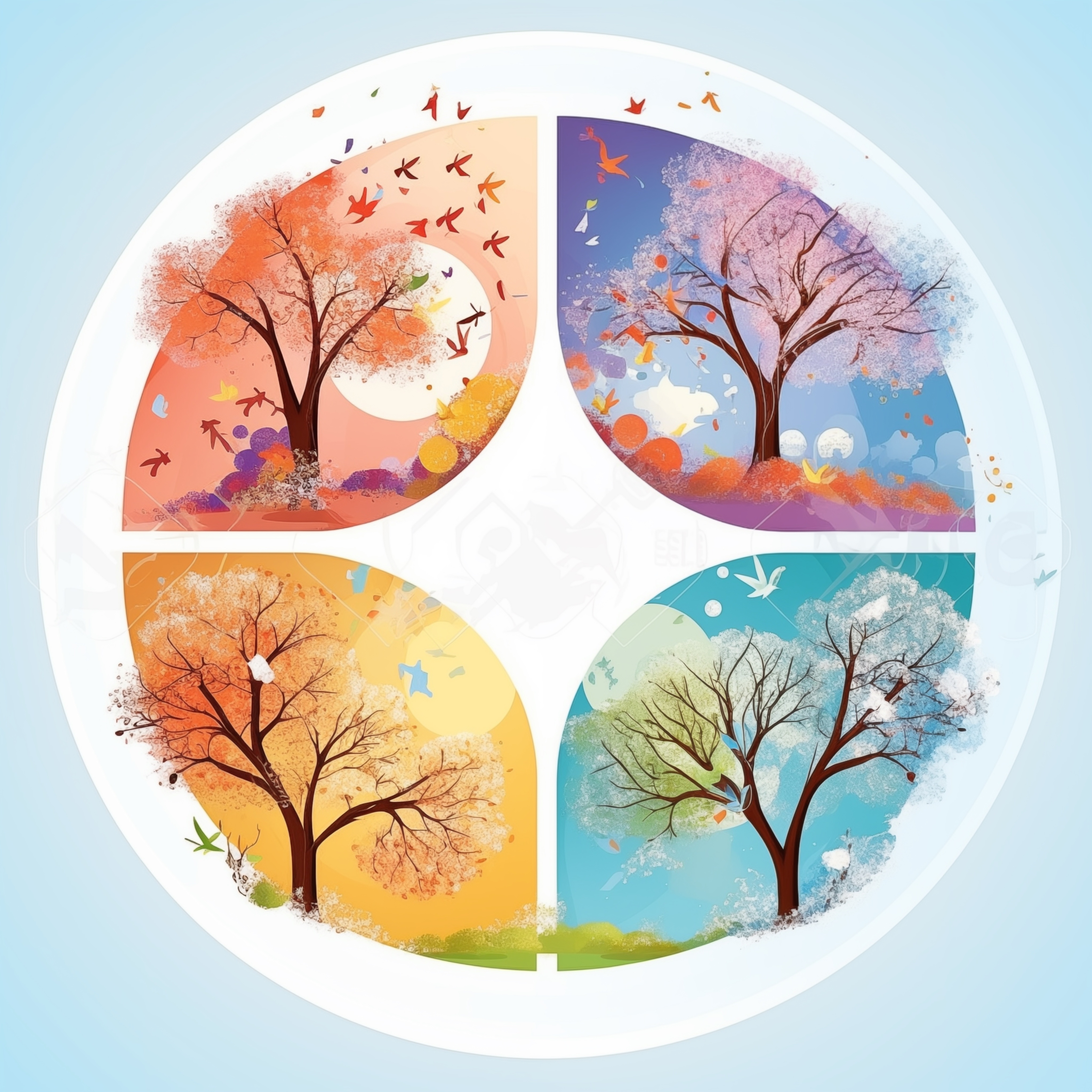 Fire årstider i en sirkel