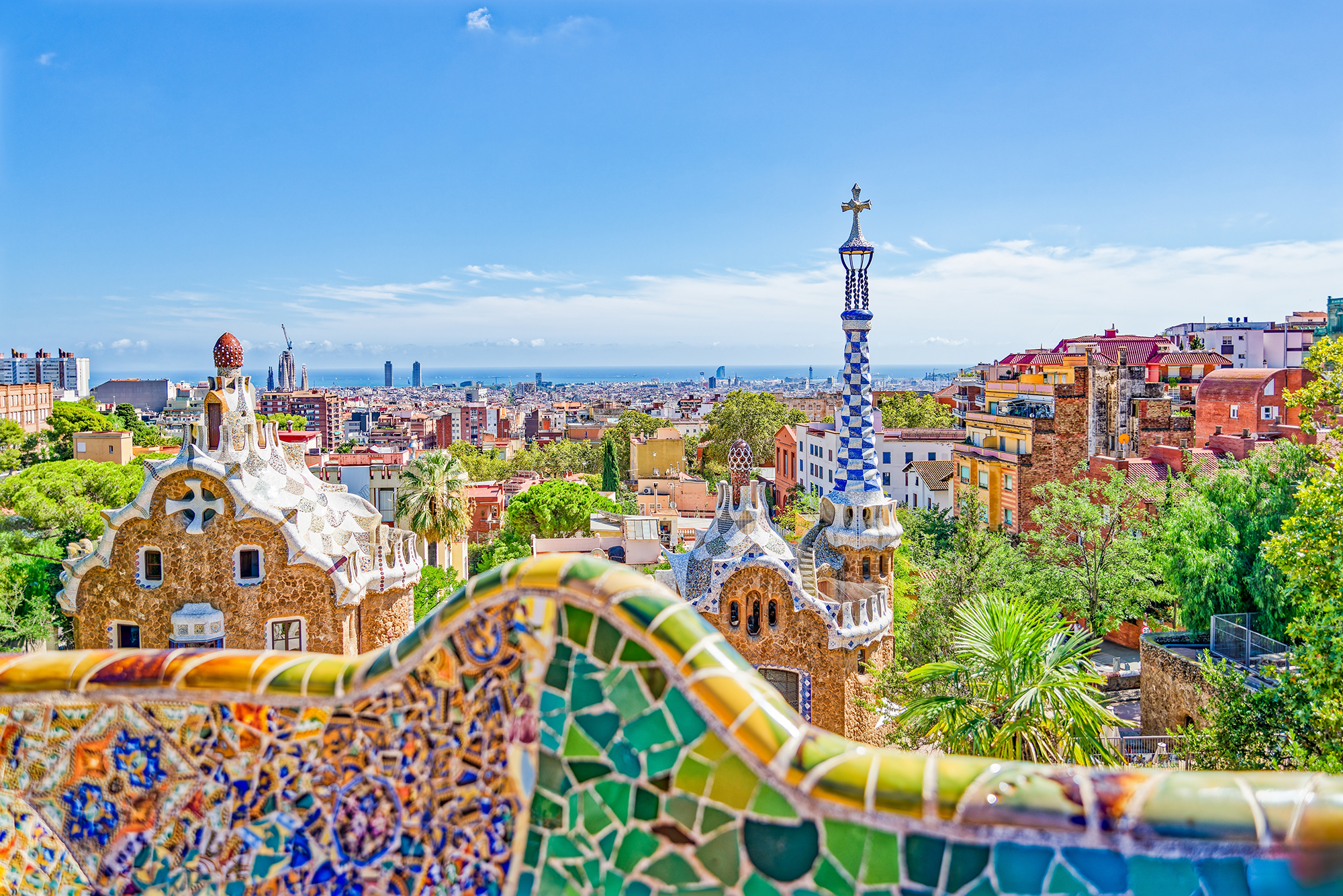 Park Güell with a large tower