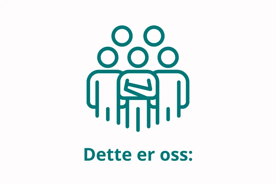 Logo. Bilde av en gruppe mennesker og det står dette er oss.