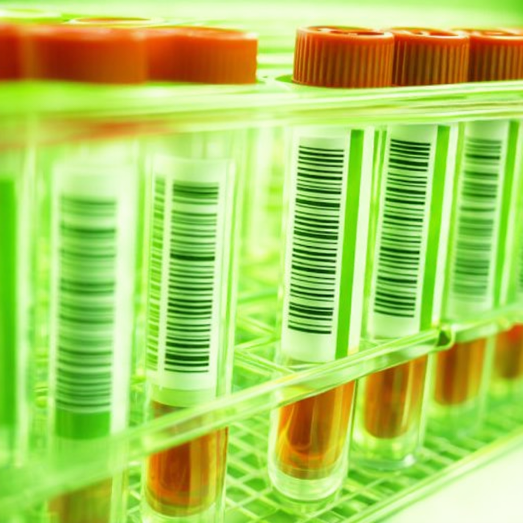 A close-up of some test tubes