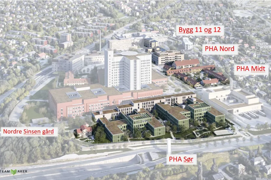 Oversikt over PHA bygg på Aker