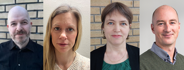 Portrett av Sigurd Syrdal Aanderaa, Linn Bjerknes, Mette Nordbrønd Mikkelsen og Espen Ajo Arnevik.