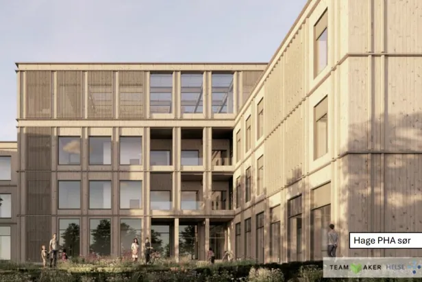 En bygning med mennesker som står utenfor