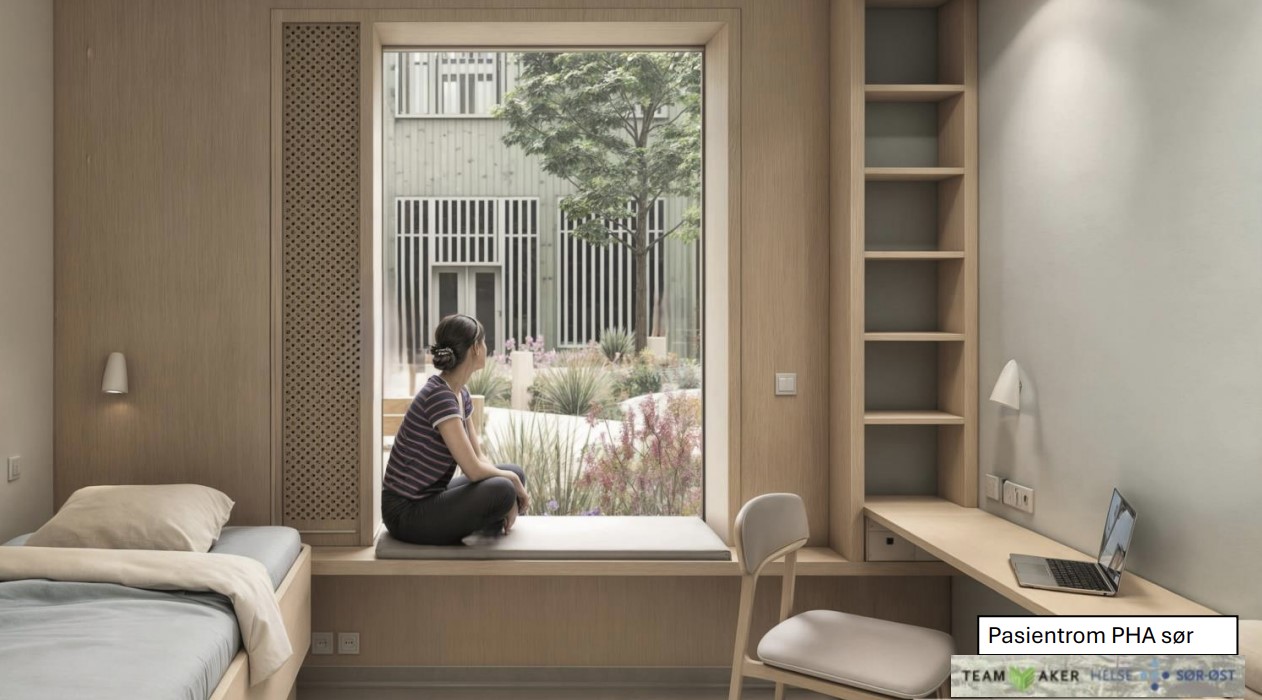 En person som sitter på en seng