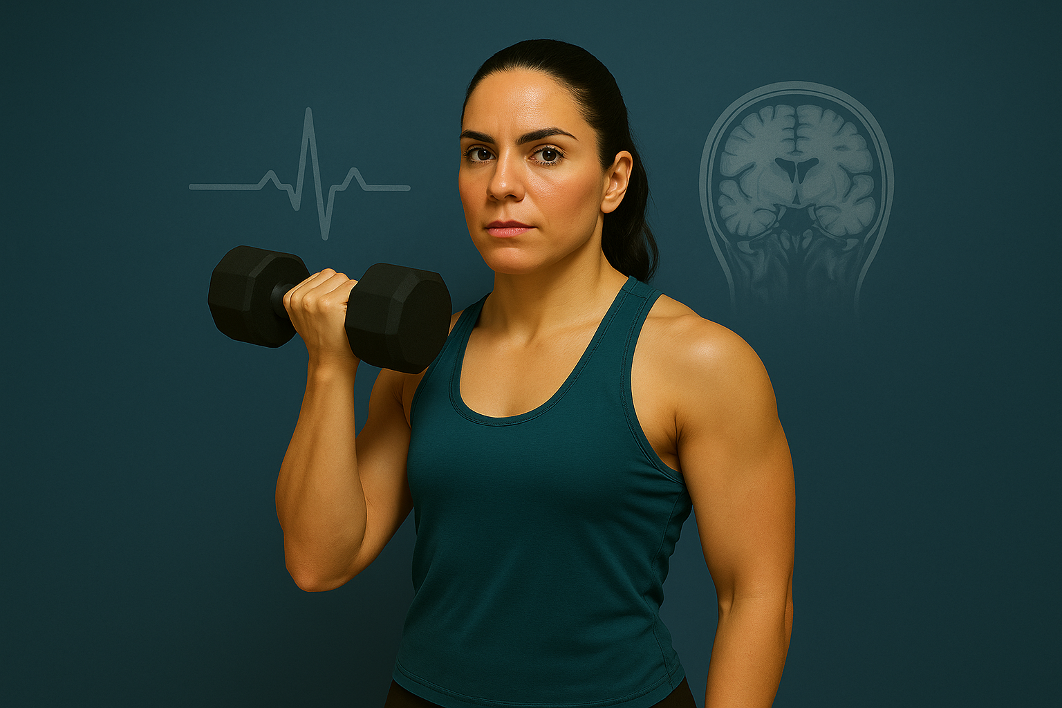 En kvinne som holder en vekt
