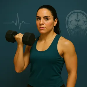 En kvinne som holder en vekt