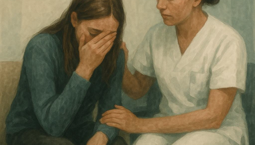 En kvinne som sitter ved siden av en mann