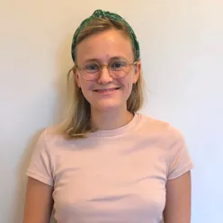 A girl wearing glasses