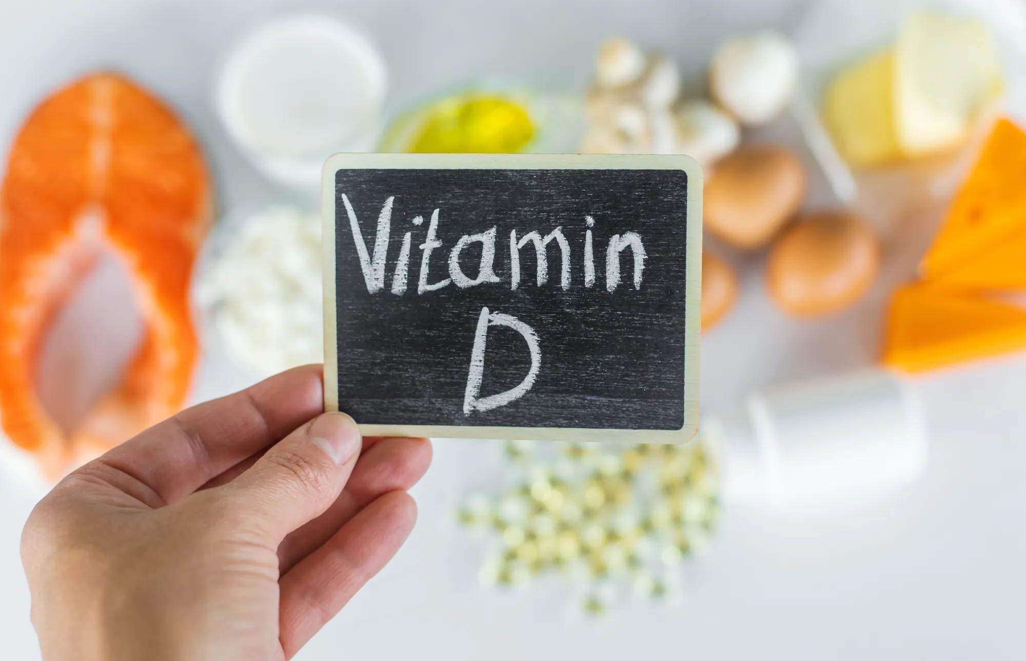 bilde av mat med skrift vitamin D