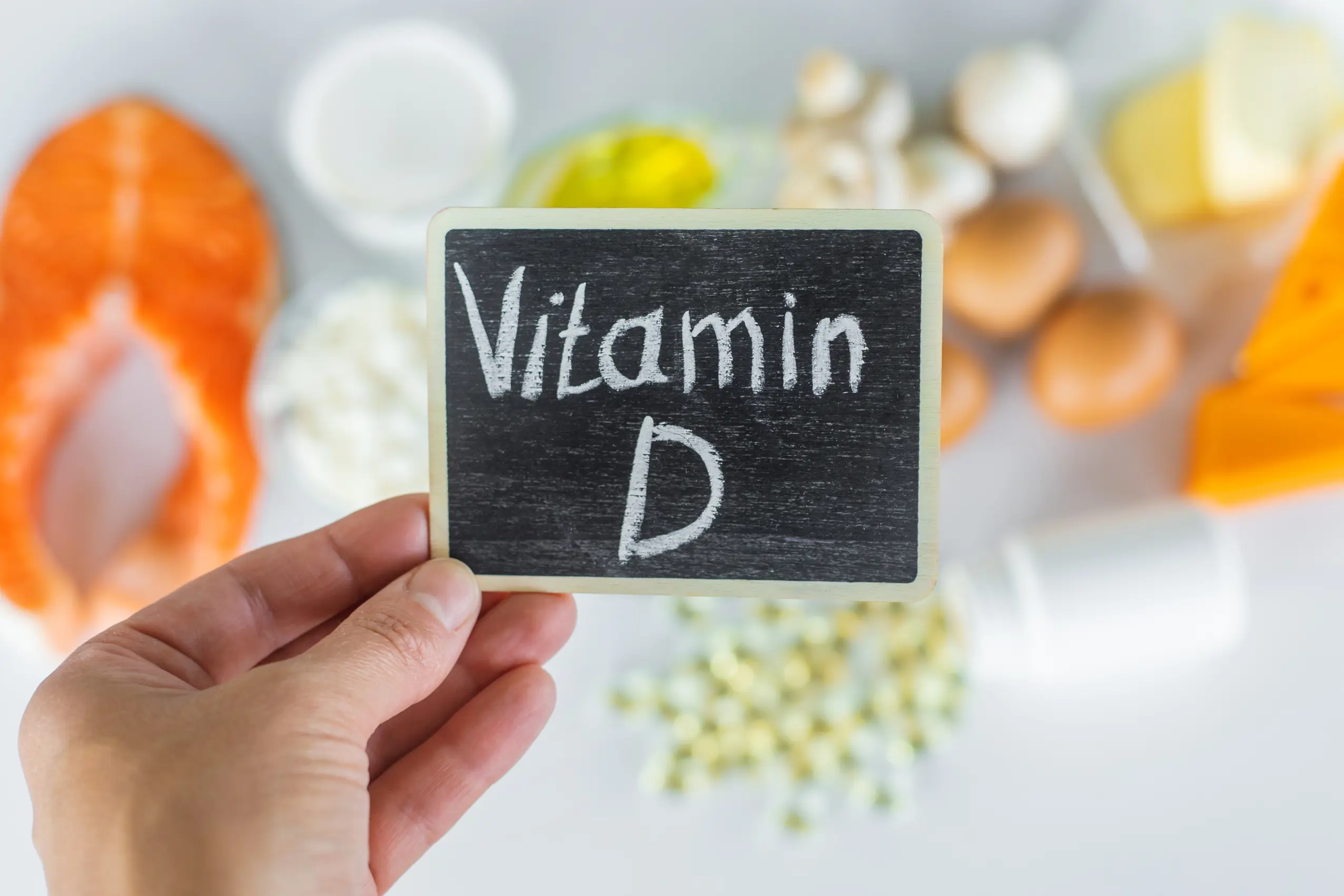 bilde av mat med skrift vitamin D