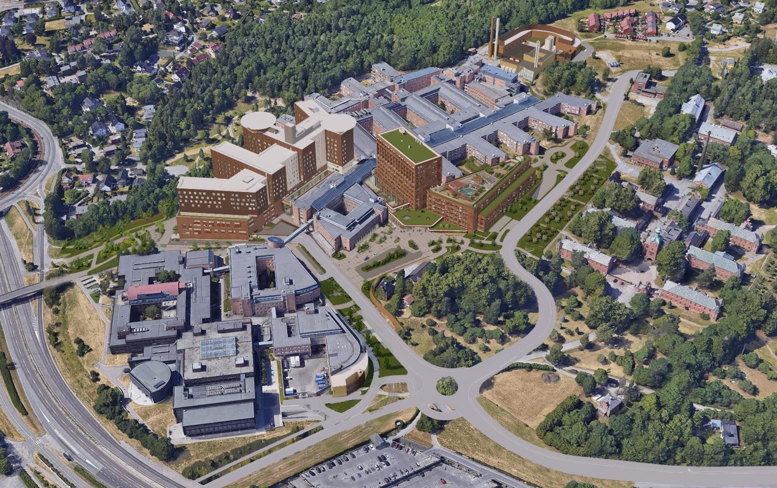 Skisse av Nye Radiumhospitalet i 2031