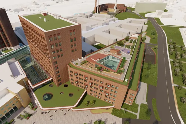 Skisse av barne- og ungdomssenteret på Nye Rikshospitalet