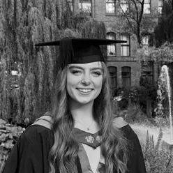 A person wearing a graduation gown