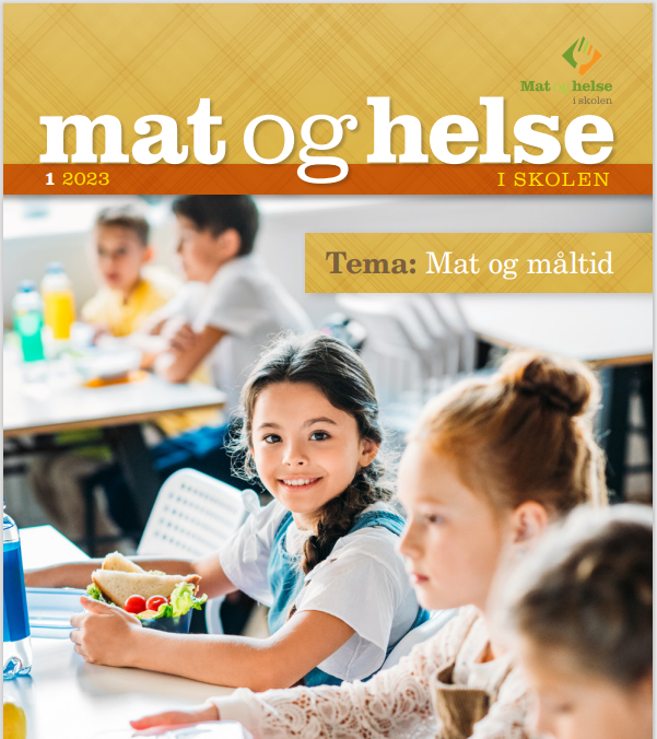 Forside til Mat og Helses fagblad, barn som spiser mat på skolen