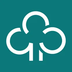 NRAPPs kjennetegn.Hvite former som danner et abstrakt tre med tre sirkler mot en grønn bakgrunn