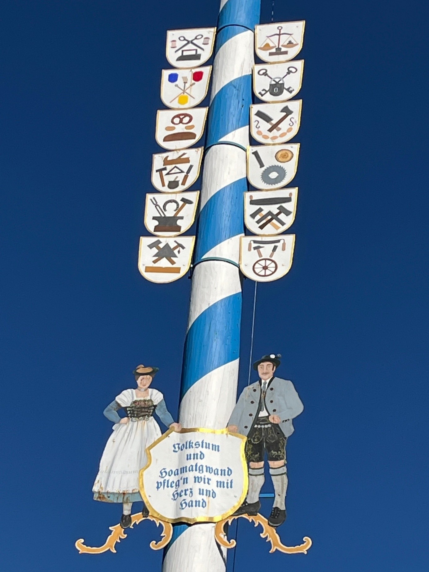 Skilt av folkedrakter og symboler