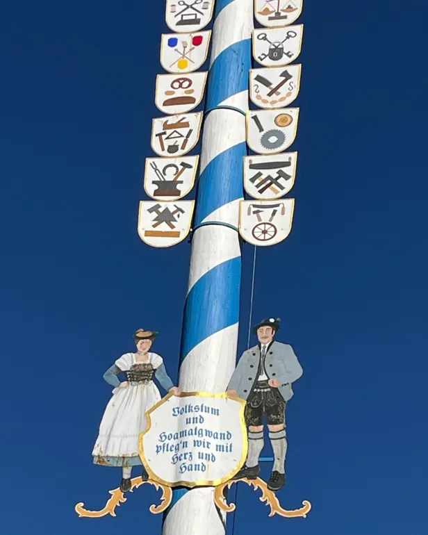 Skilt av folkedrakter og symboler