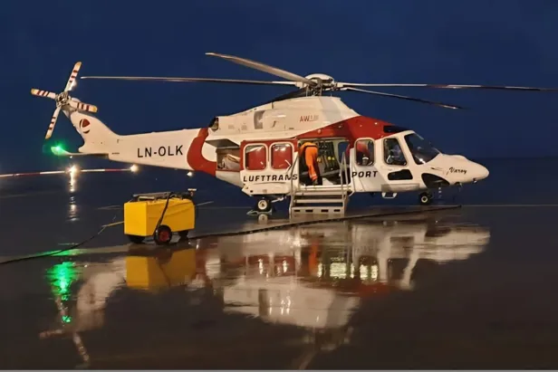 Et helikopter som utreiseteamet brukte for å komme til en pasient.