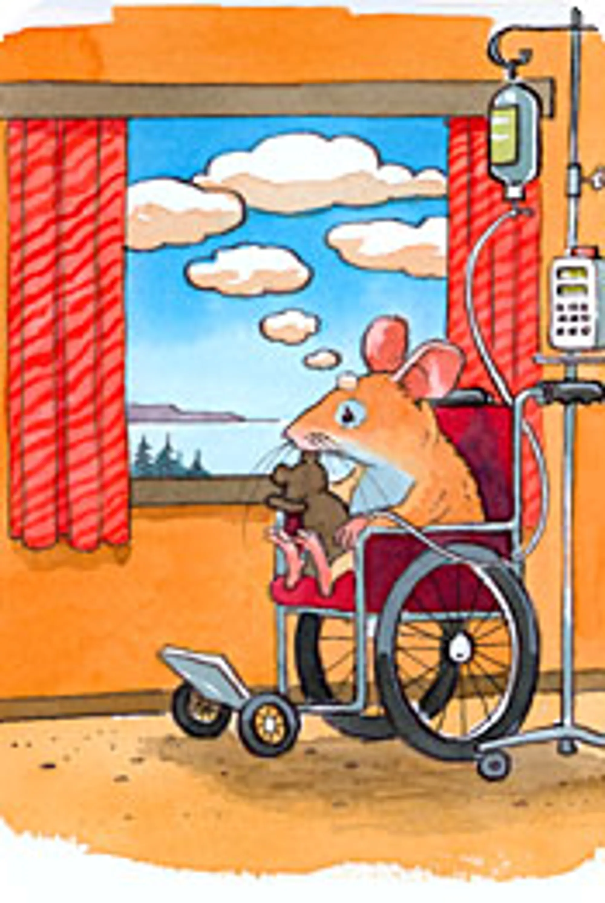 Et maleri av en hest i en vogn
