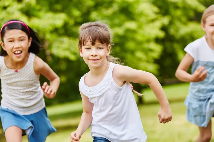 A group of girls running