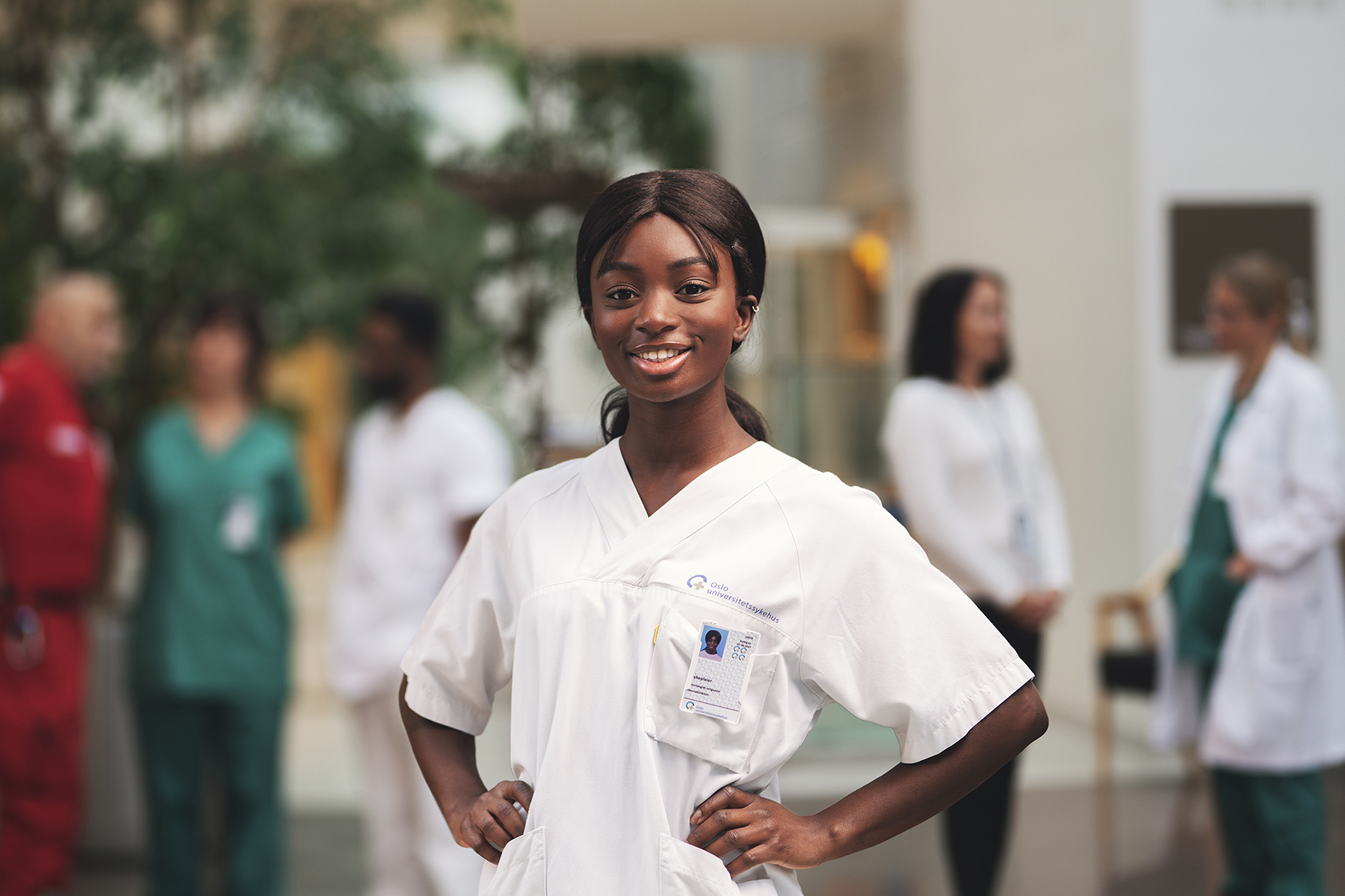 A person wearing a white shirt