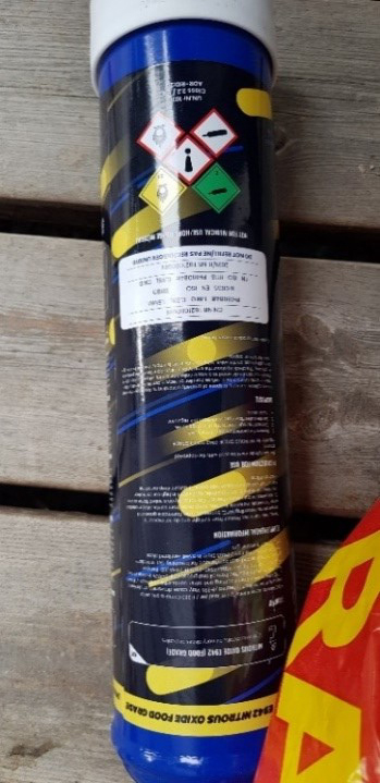 Bilde av lystgass på baksiden