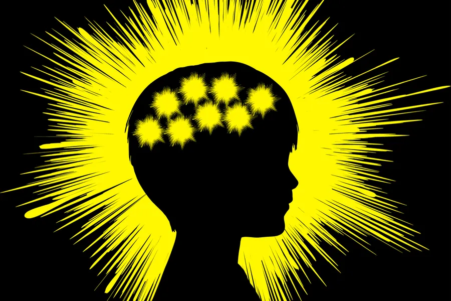 A silhouette of a person with a glowing circle around their head