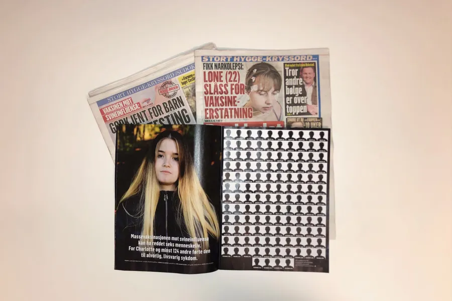 Faksimile av Dagbladets saker om narkolepsi