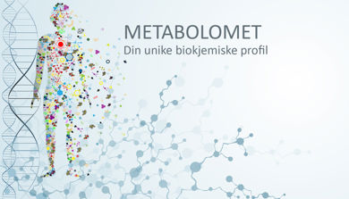 Illustrasjonsbilde av menneske og dna med tekst din unike biokjemiske profil