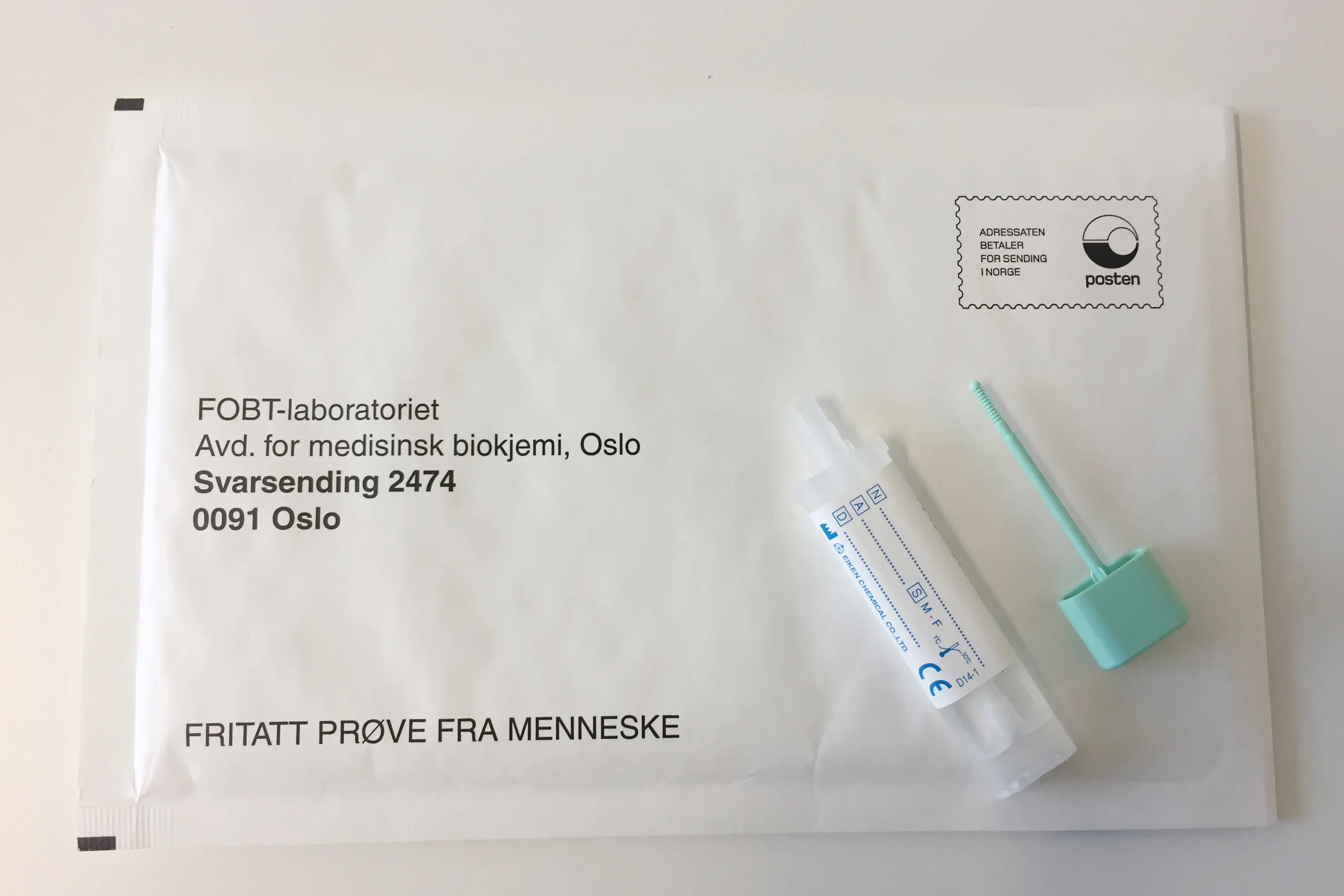 Bilde av konvolutt med prøve