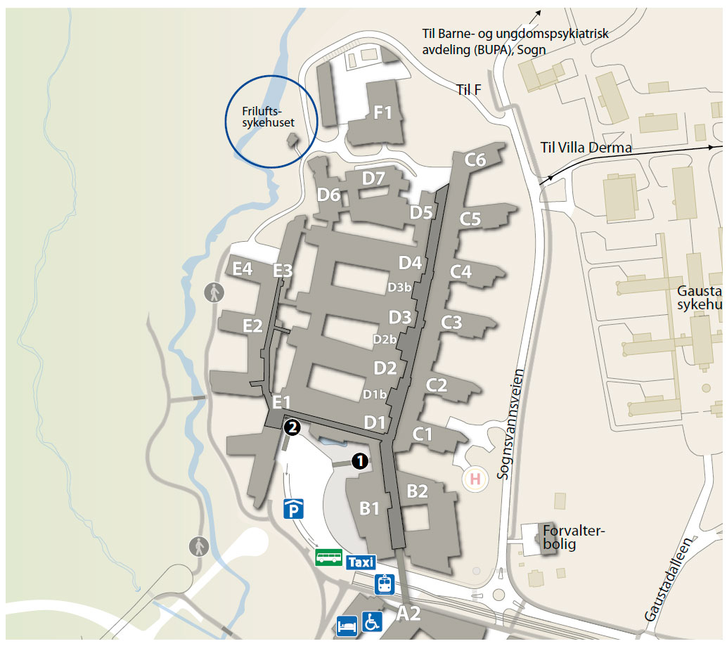 Kart og beliggenhet på Gaustad