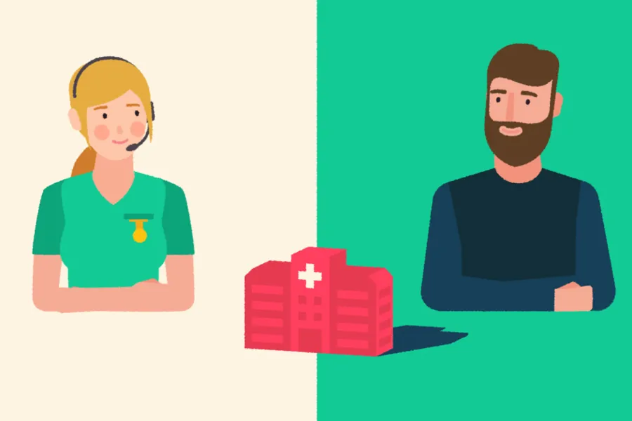 Illustrasjon av pasientrådgiver og fastlege