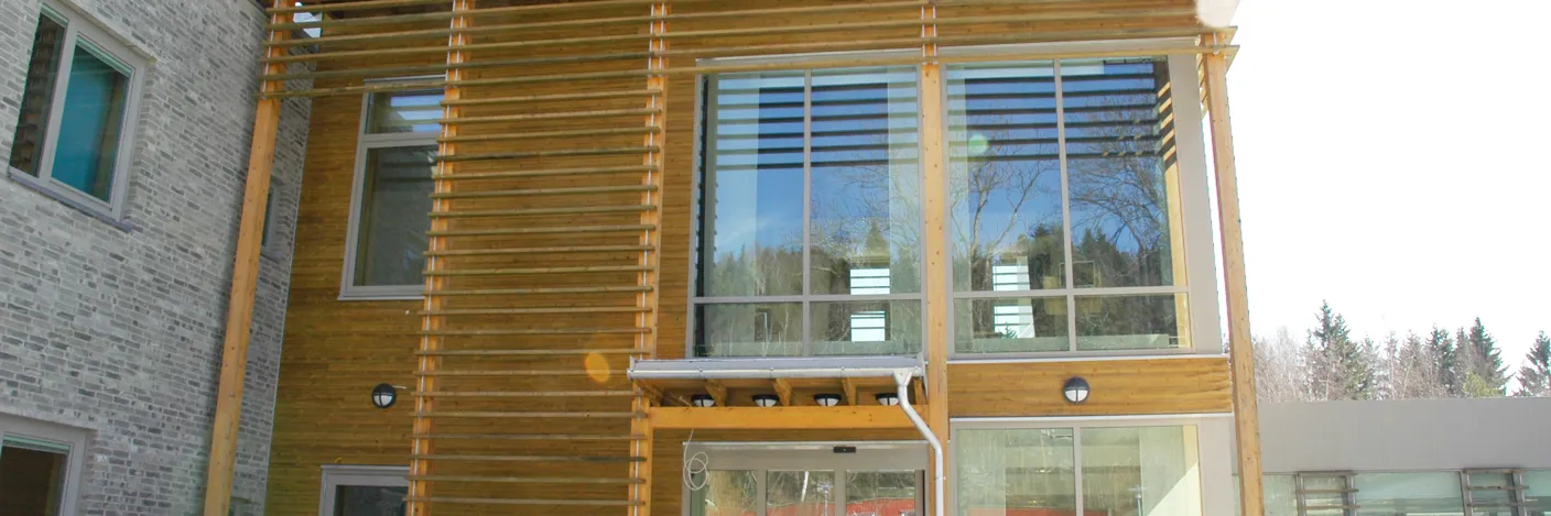 Hovedinngangen i bygg B ved Spesialsykehuset for epilepsi