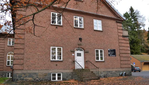 A brick building with a staircase