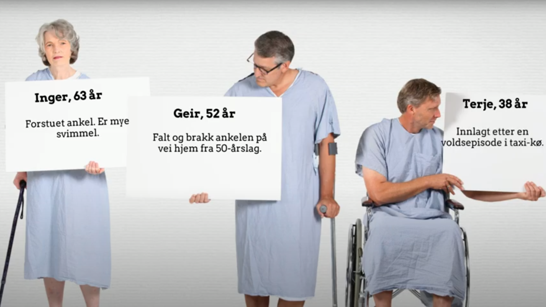 Illustrasjon fra filmene med tre pasienter