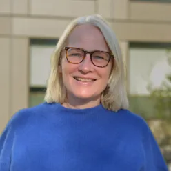 A woman wearing glasses