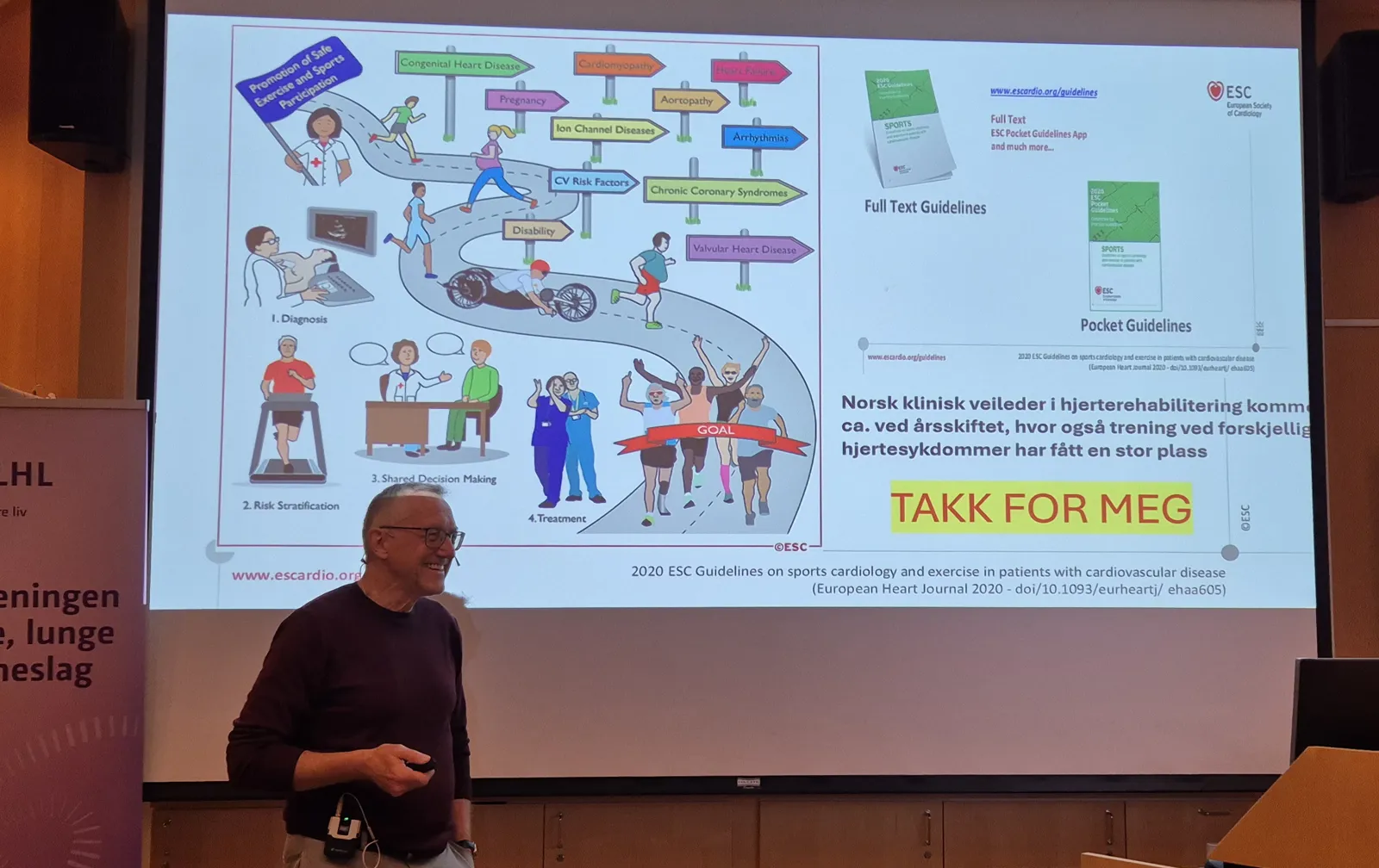 Jostein Grimsmo presenterte innhold og betydningen av hjerterehabilitering