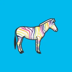 A horse with a rainbow colored mane