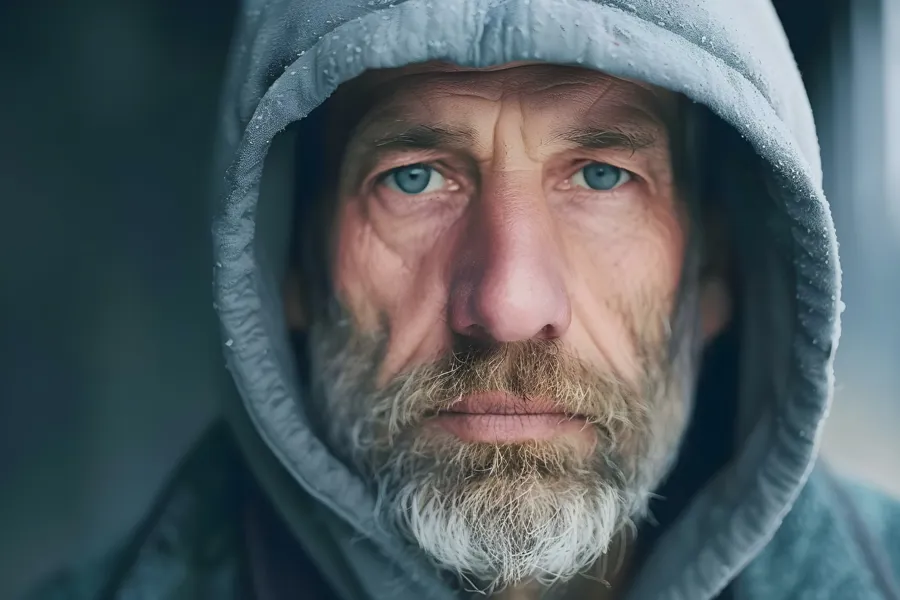 En mann i hettegenser