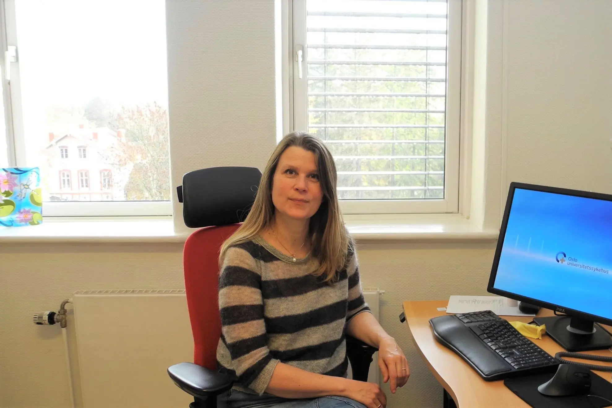 A person sitting at a desk