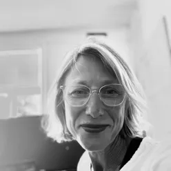 A woman wearing glasses