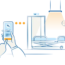 Illustrasjon av en sengeautomat på sykehus