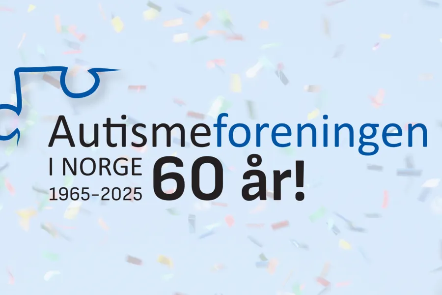 Banner med "Autismeforeningen i Norge 60 år"