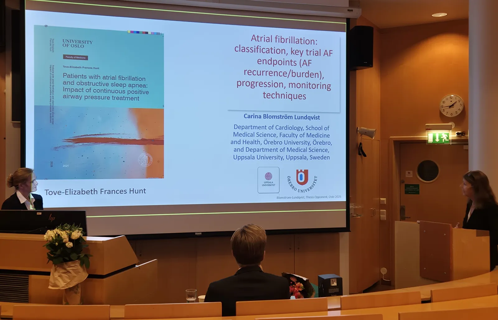 The first opponent begins her questioning of the candidate